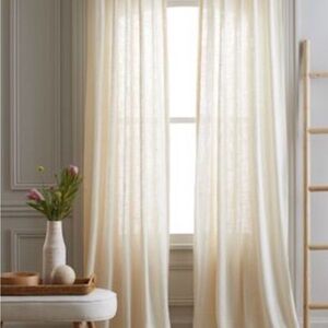 NWOT Quince Home Cotton Sheer Curtain Set, Ivory, 48x96” (set of 2)